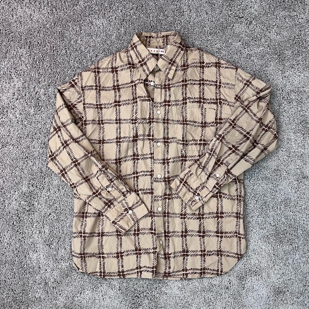 MARNI X Uniqlo Printed Button Up Long Sleeve Shirt SIZE MEDIUM